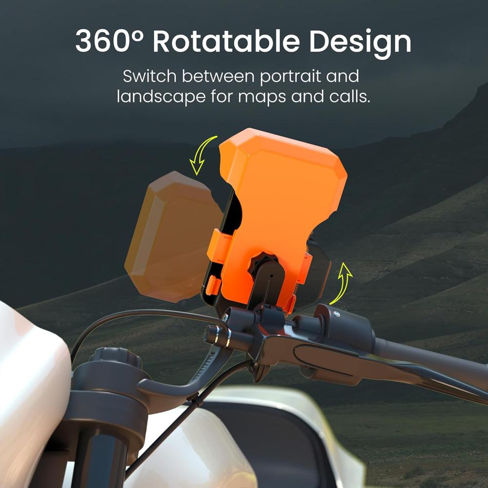 Portronics Mobike 4 Plus Handlebar Mount Mobile Holder with Sunshade & Light Rain Prote