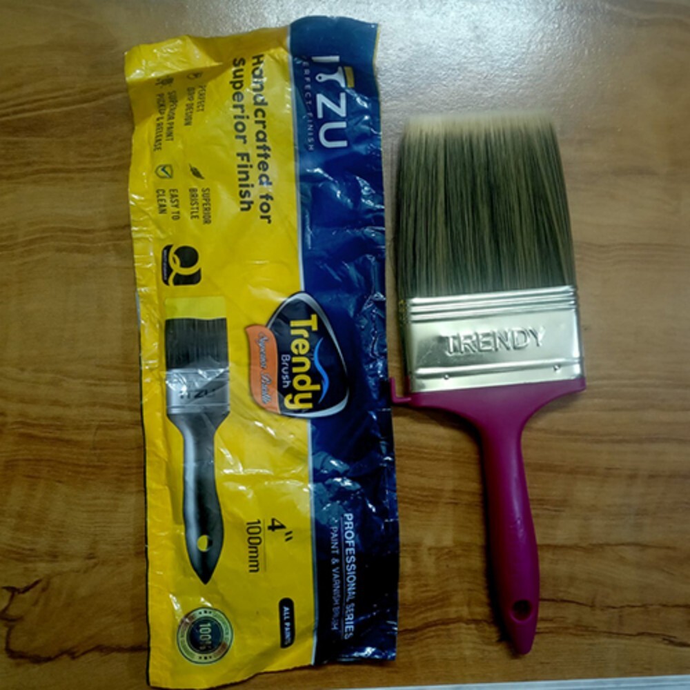 4Inch Paint Brush - Material: Synthetic Bristle With Wooden Handle