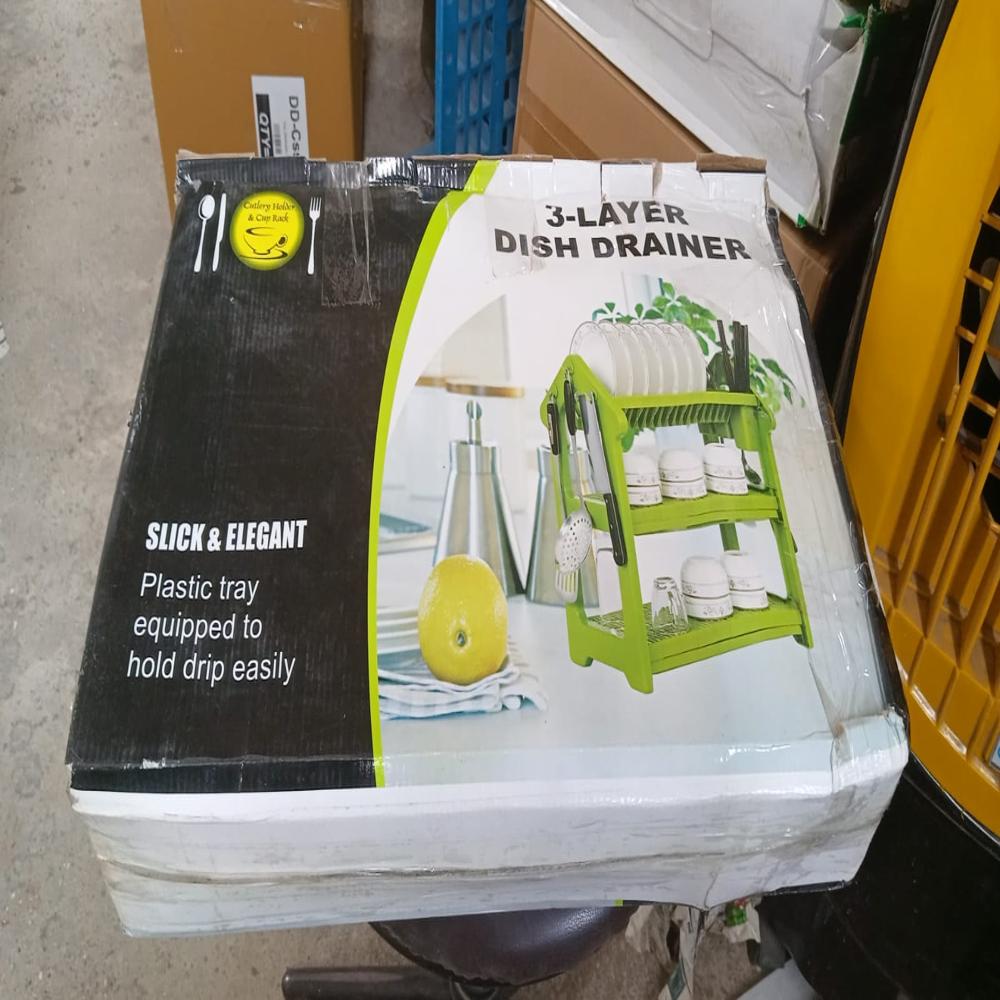 Dish Rack For Kitchen 3 Layer Dish Drainer Rack Stainless Steel Crockery Holder - Color: Mix