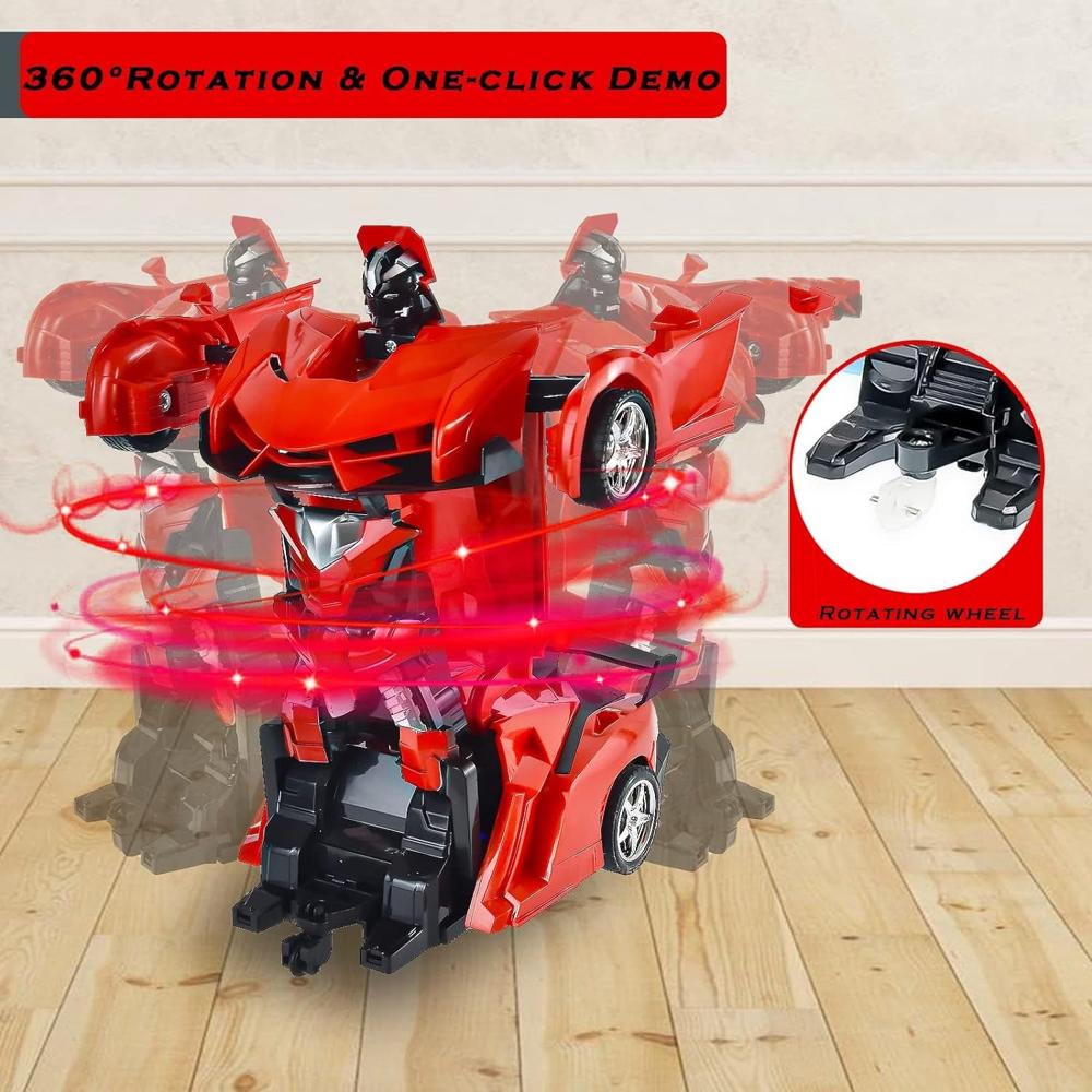 2 In 1 Automatic Robot Converted Remote Control Car With Light (1 Pc) - Color: Mix