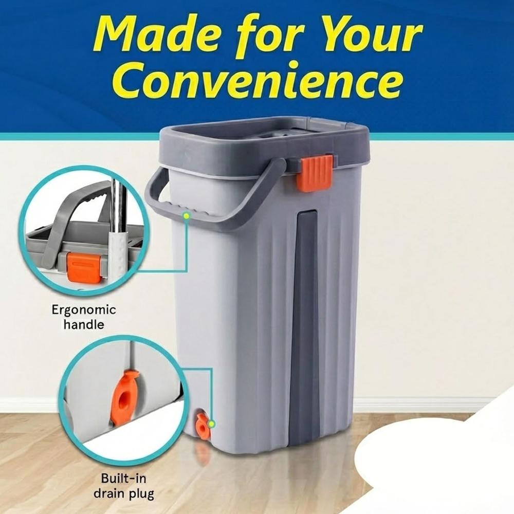 Small Size Multipurpose Flat Mop Cleaning Bucket Set - Color: Mix