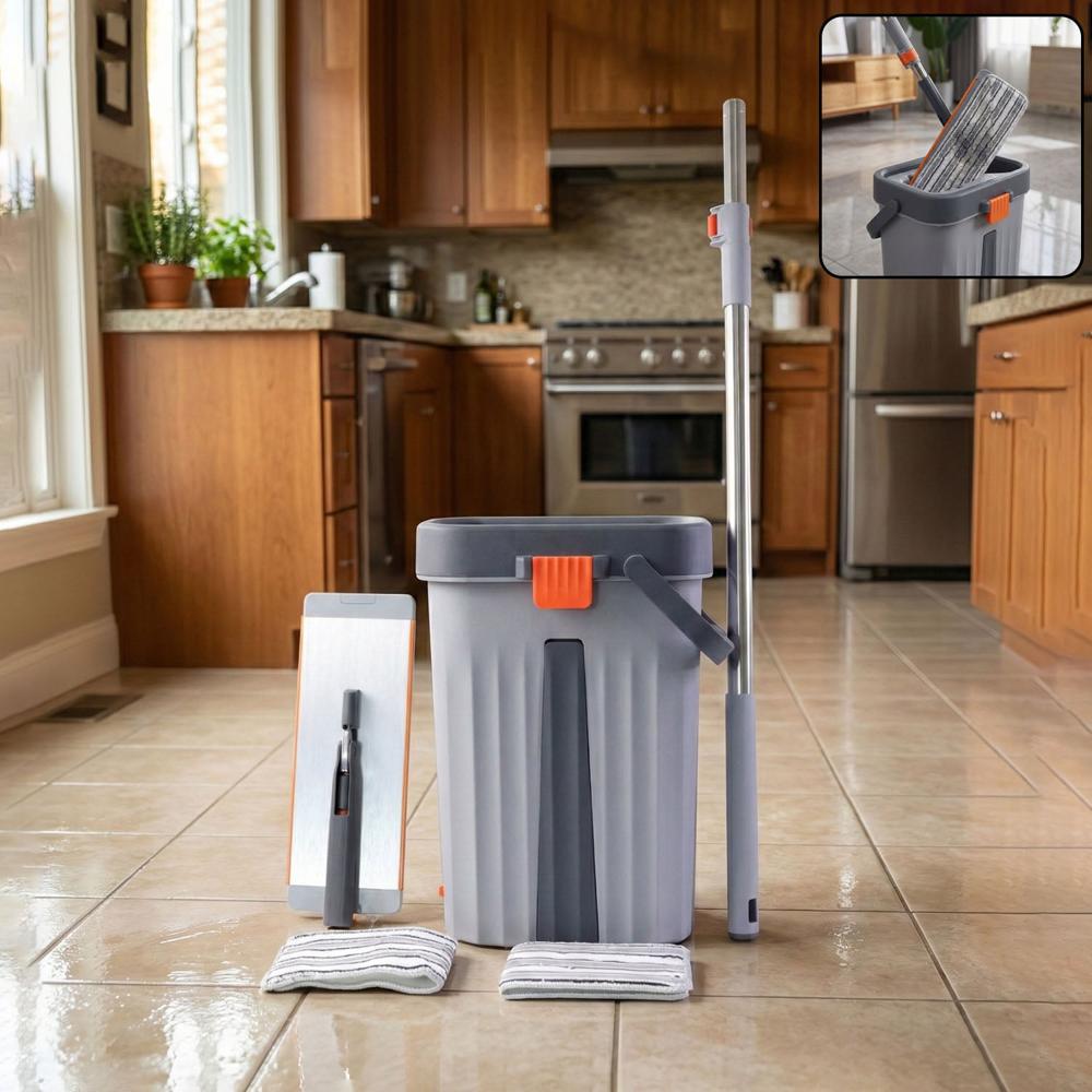 Small Size Multipurpose Flat Mop Cleaning Bucket Set - Color: Mix