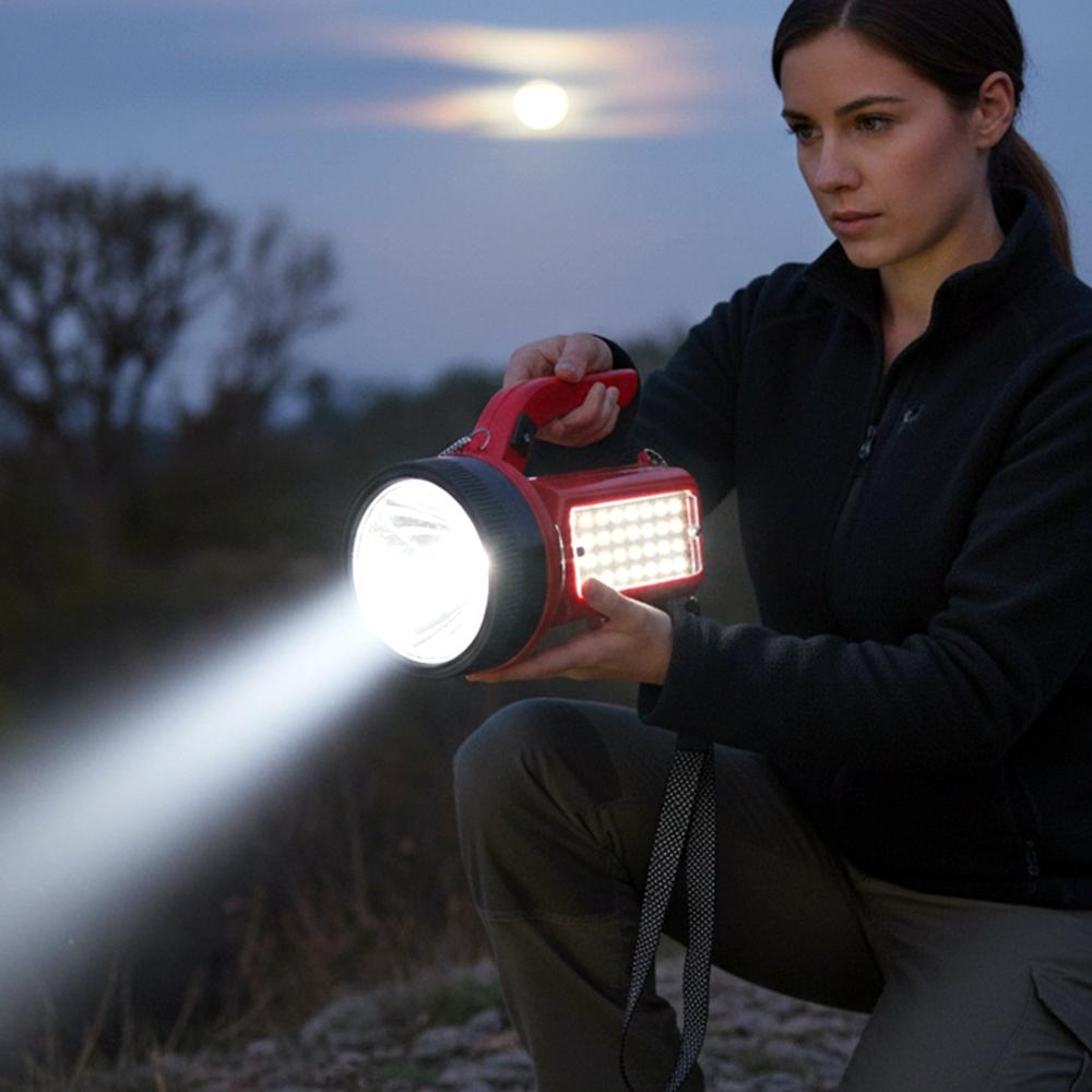 Omega 200W High Power Led Laser Torch Light With Side Emergency Light Panel (1 Pc) - Color: Mix