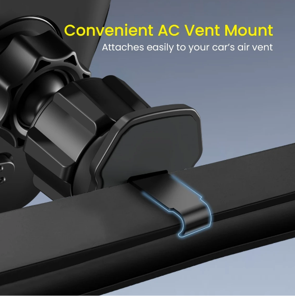 Portronics Clamp Z Car Phone Holder Stand with 360 Degree Rotation, AC Vent Mount, Strong