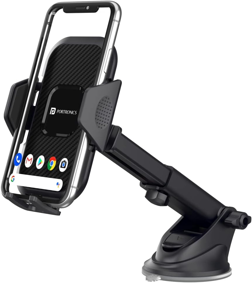 Portronics Clamp M Car Mobile Holder - Color: Black