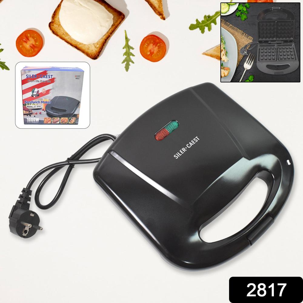 Sandwich Maker Makes 2 Square Sandwiches, Non-Stick Plates, Easy to Clean
