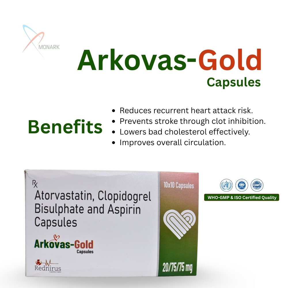 Atorvastin 20MG + Clopidegrel Bisulphate 75MG +Aspirin 75MG Cap