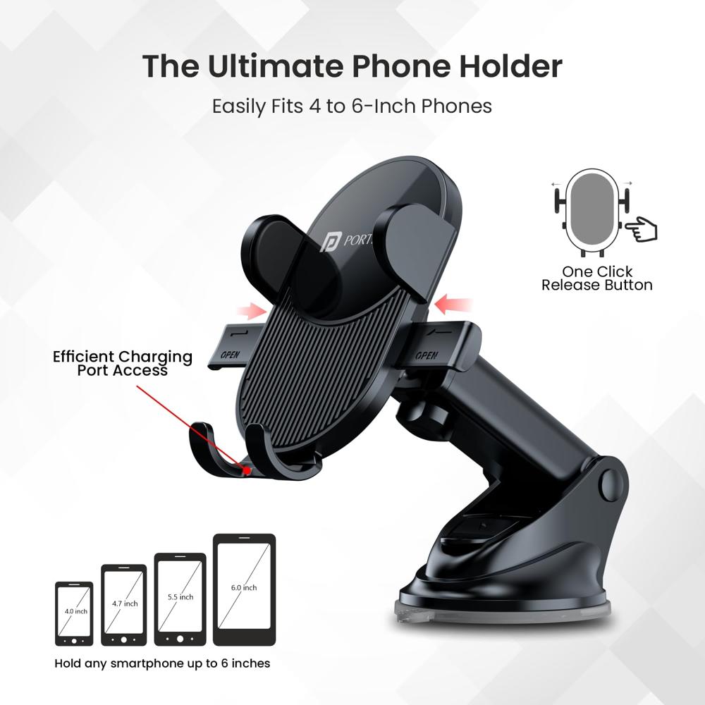 Portronics Clamp M3 Adjustable Car Mobile Phone Holder Stand