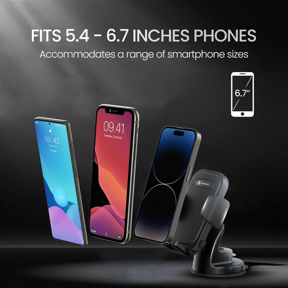 Portronics Clamp M4 Car Phone Holder Stand with 360 Degree