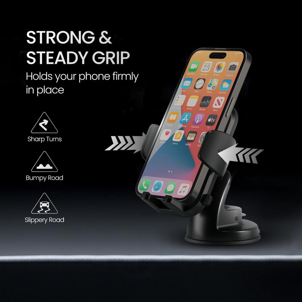 Portronics Clamp M4 Car Phone Holder Stand with 360 Degree
