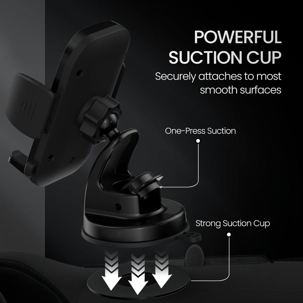 Portronics Clamp M4 Car Phone Holder Stand with 360 Degree