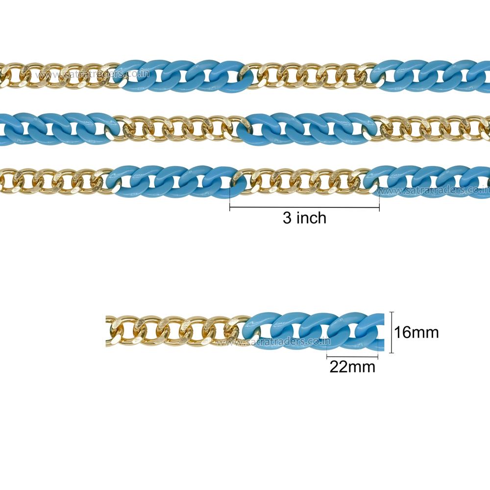 Acrylic & Aluminium Link Chain | Size : 16mm | Qty : 1mtr | AC05