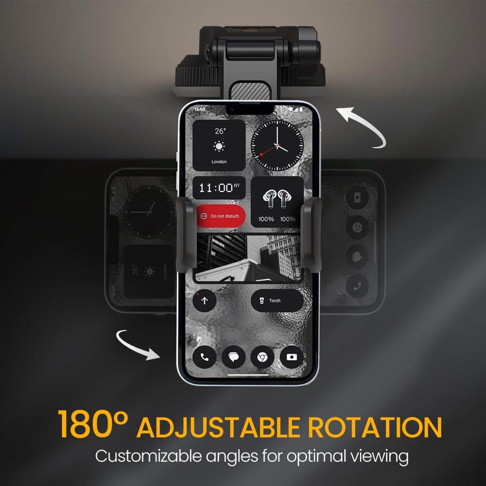 Portronics Clamp M5 Car Phone Holder Stand with Grip Rotation,