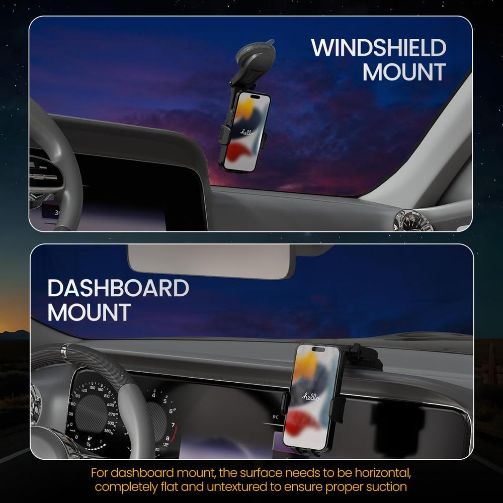 Portronics Clamp M5 Car Phone Holder Stand with Grip Rotation,