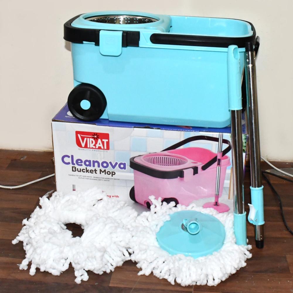360 Spin Mop with Super Absorbent Microfiber Heads (1 Set)