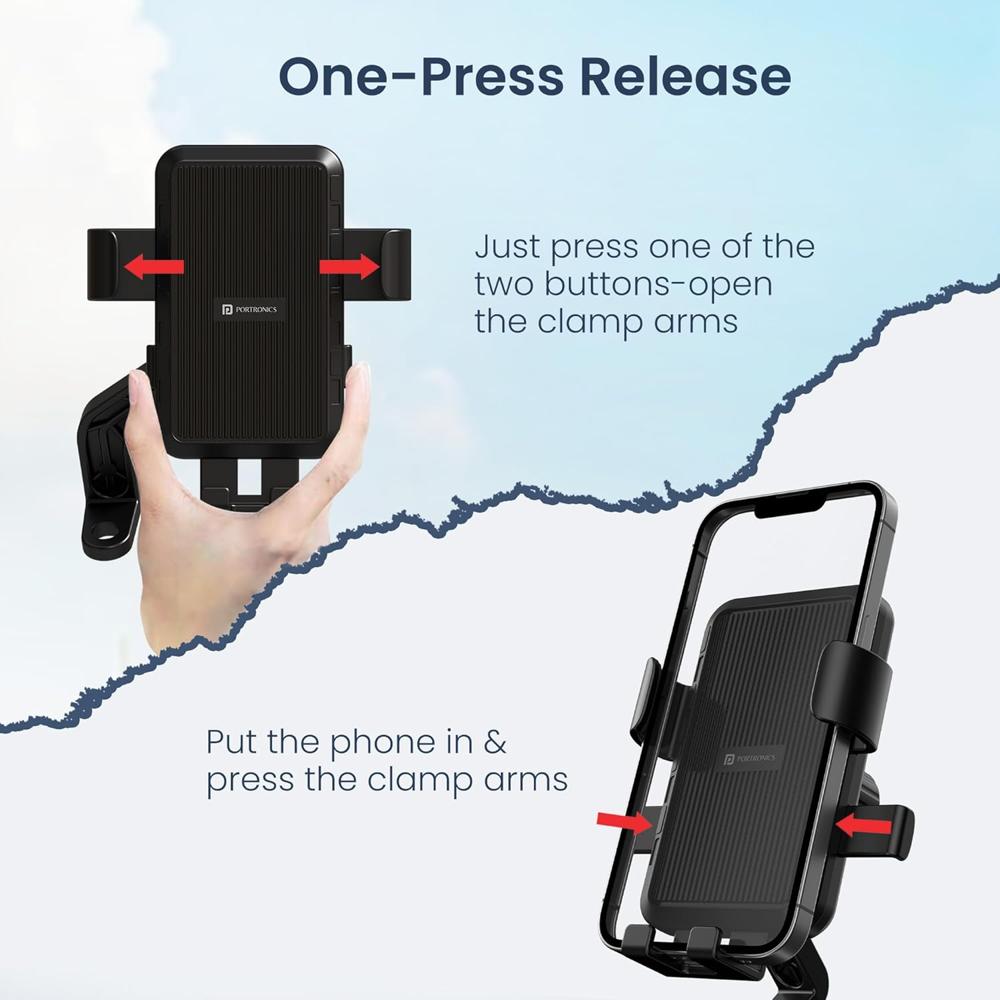 Portronics Mobike 5 Scooty/Scooter Phone Holder with Mirror Mount