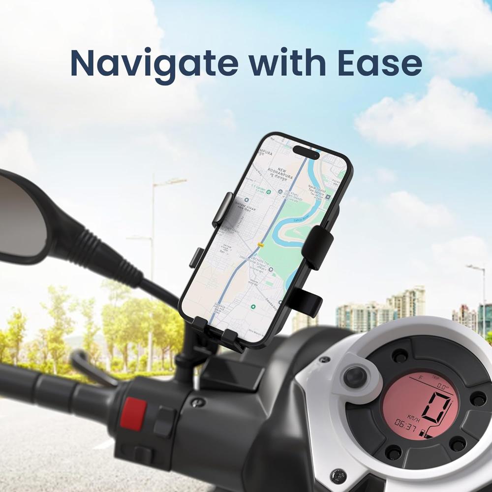Portronics Mobike 5 Scooty/Scooter Phone Holder with Mirror Mount