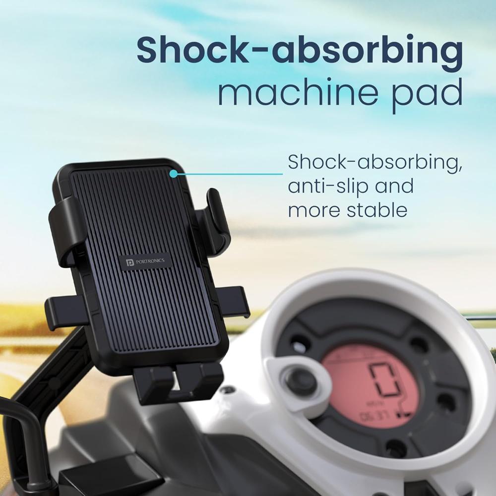 Portronics Mobike 5 Scooty/Scooter Phone Holder with Mirror Mount