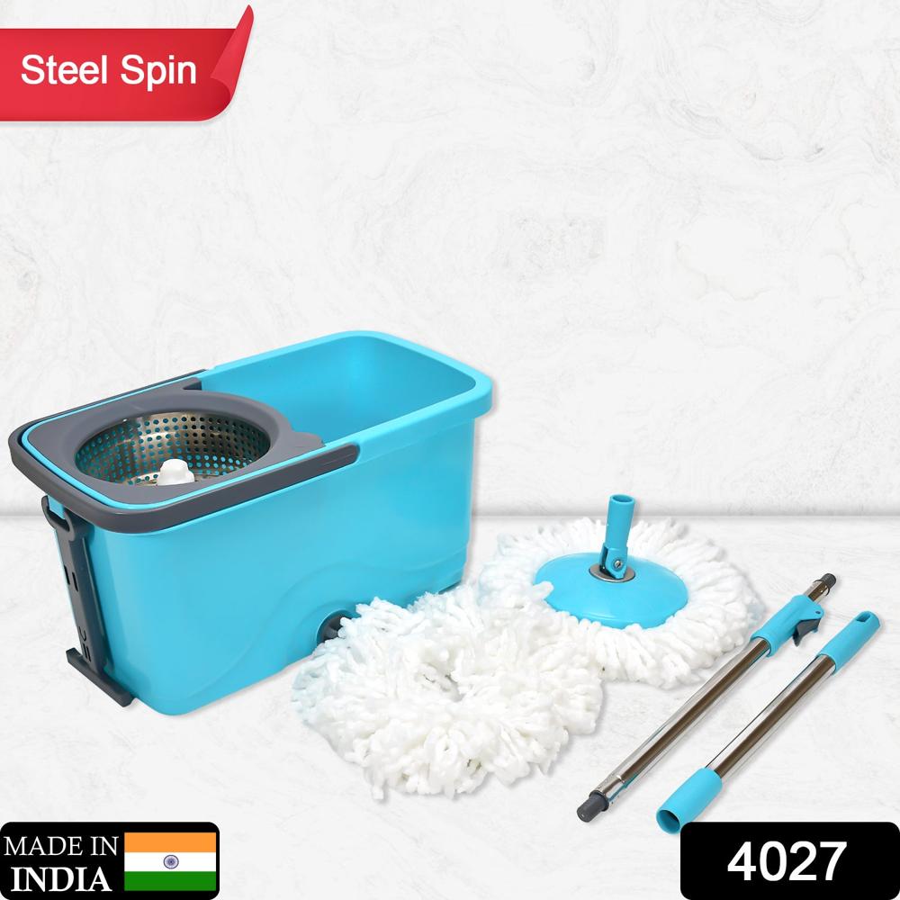 Quick Spin Mop Plastic Floor Cleaner with Big Bucket, Easy Wheels