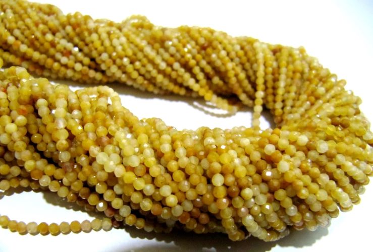 Natural Yellow Rutilated Quartz Rondelle Faceted Beads 2mm Strand 13 inches long