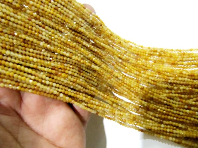 Natural Yellow Rutilated Quartz Rondelle Faceted Beads 2mm Strand 13 inches long