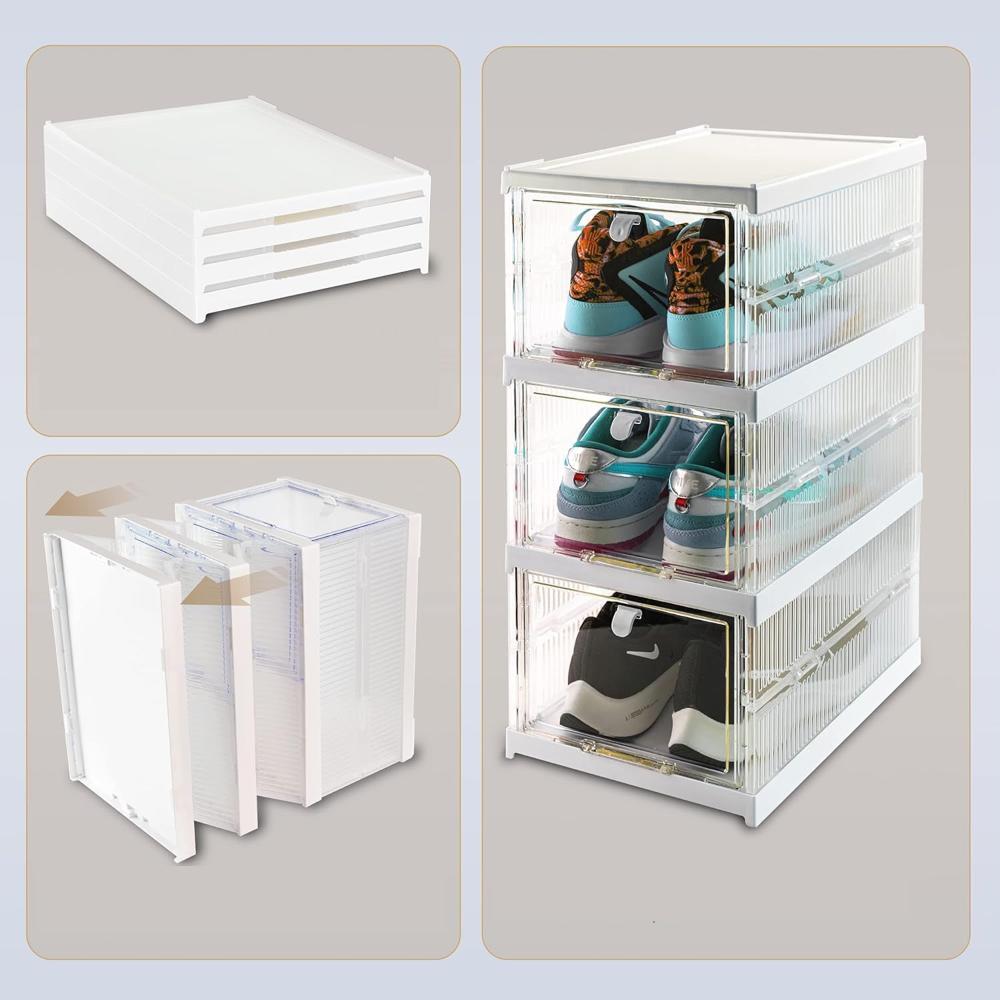 Stackable Multifunctional Storage, For Clothes Foldable Drawer Shelf Basket Utility Cart Rack Storage Organizer Cart For Kitchen, Pantry Closet, Bedroom, Bathroom, Laundry (3 Layer / 1 Pc) - Color: Mix