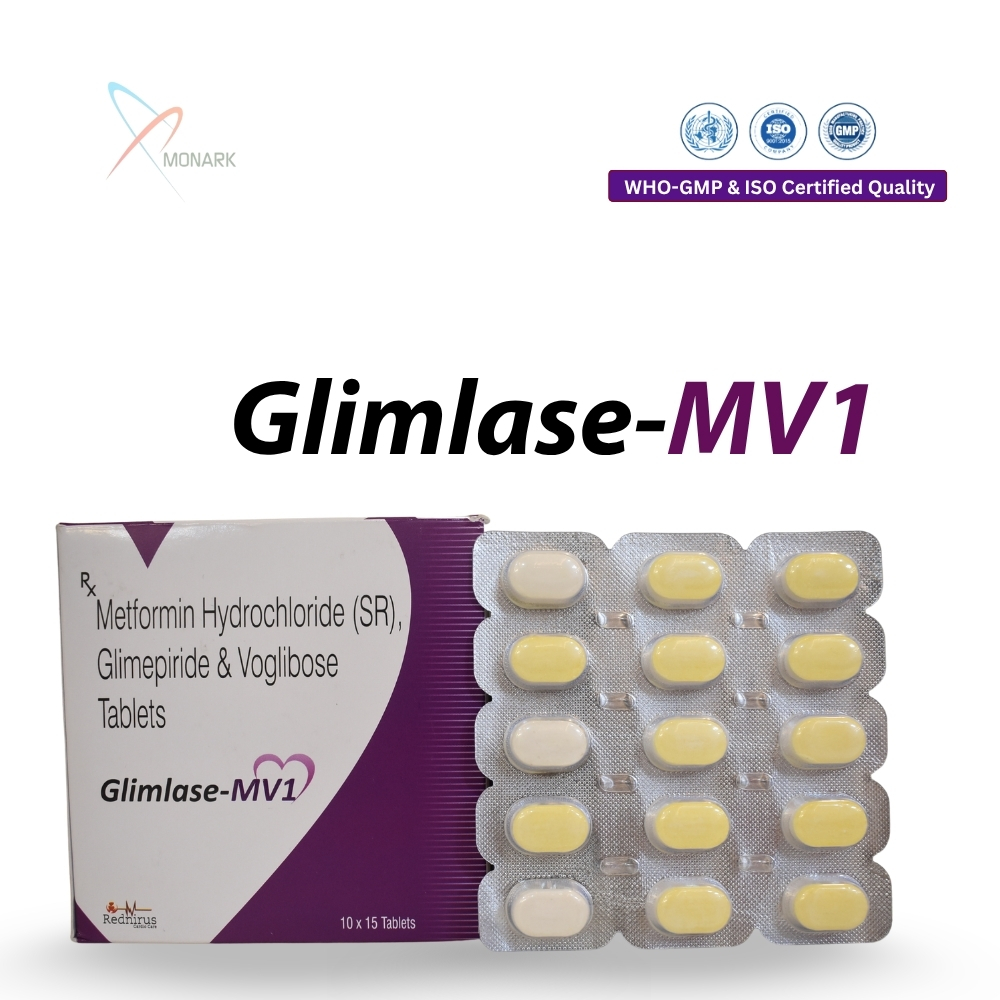Metformin(SR) 500MG + Voglibos 0.2MG + Glimepiride 1MG Bilayered Tablet