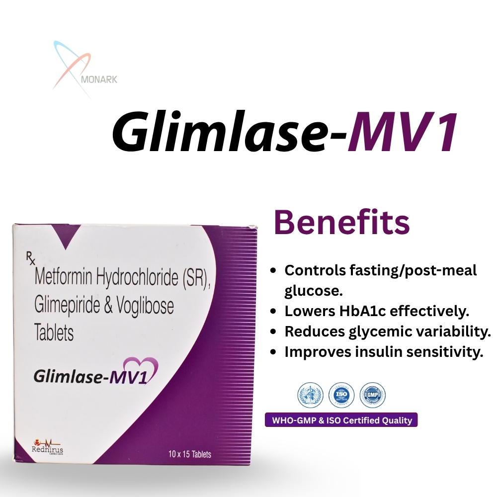 Metformin(SR) 500MG + Voglibos 0.2MG + Glimepiride 1MG Bilayered Tablet