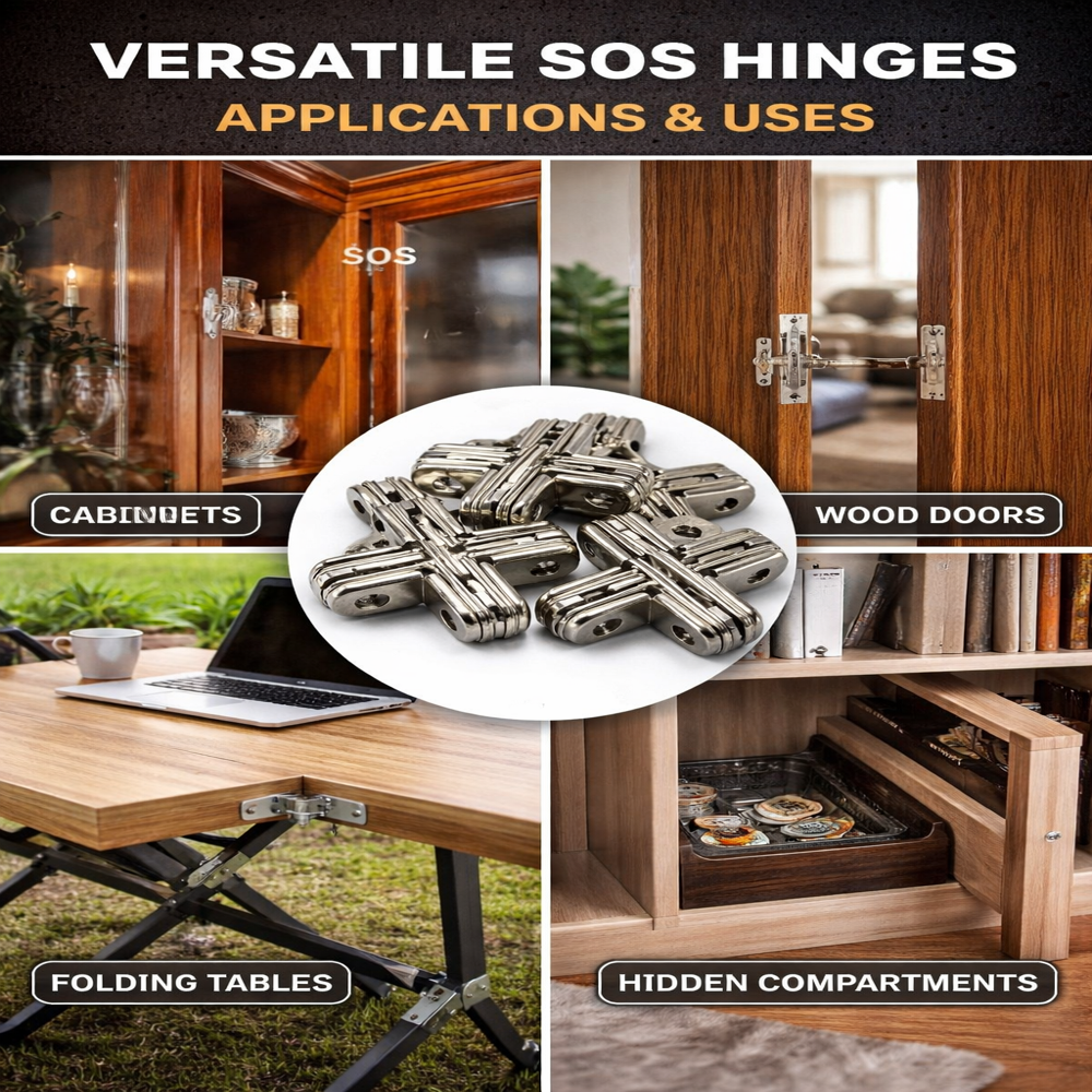 SOS Hinges, 13 mm x 45 mm, Corrosion-Resistant Door Hardware for Indoor and Outdoor Use (1 Piece)
