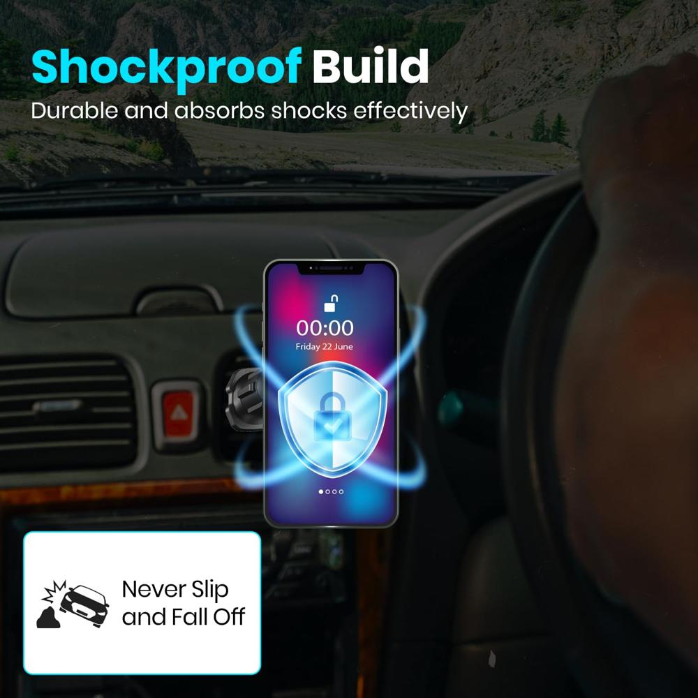 Portronics Mogun 4 Magnetic Car Phone Holder Stand with Strong