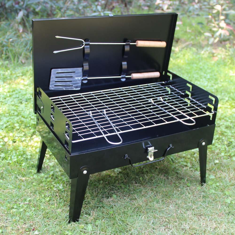 Stainless Steel Briefcase Style Barbecue Grill Toaster (Medium, Black) - Color: Mix