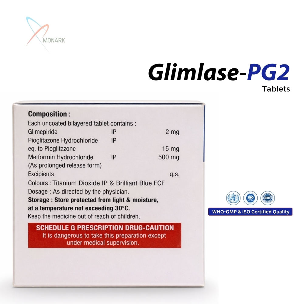 Metformin (SR) 500MG + Pioglitazone HCL 15MG + Glimepiride 2MG  Bilayered Tablet