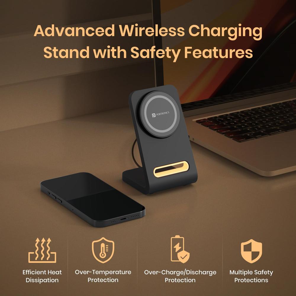 Portronics Flux 15W Qi2 Enabled Fast Charging Wireless Charger, MagSafe