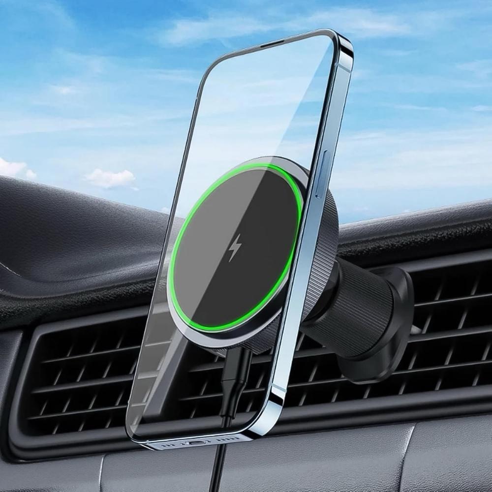 Magnetic Phone Mount Wireless Charger | Music Reactive Lights (1 Set) - Color: Mix