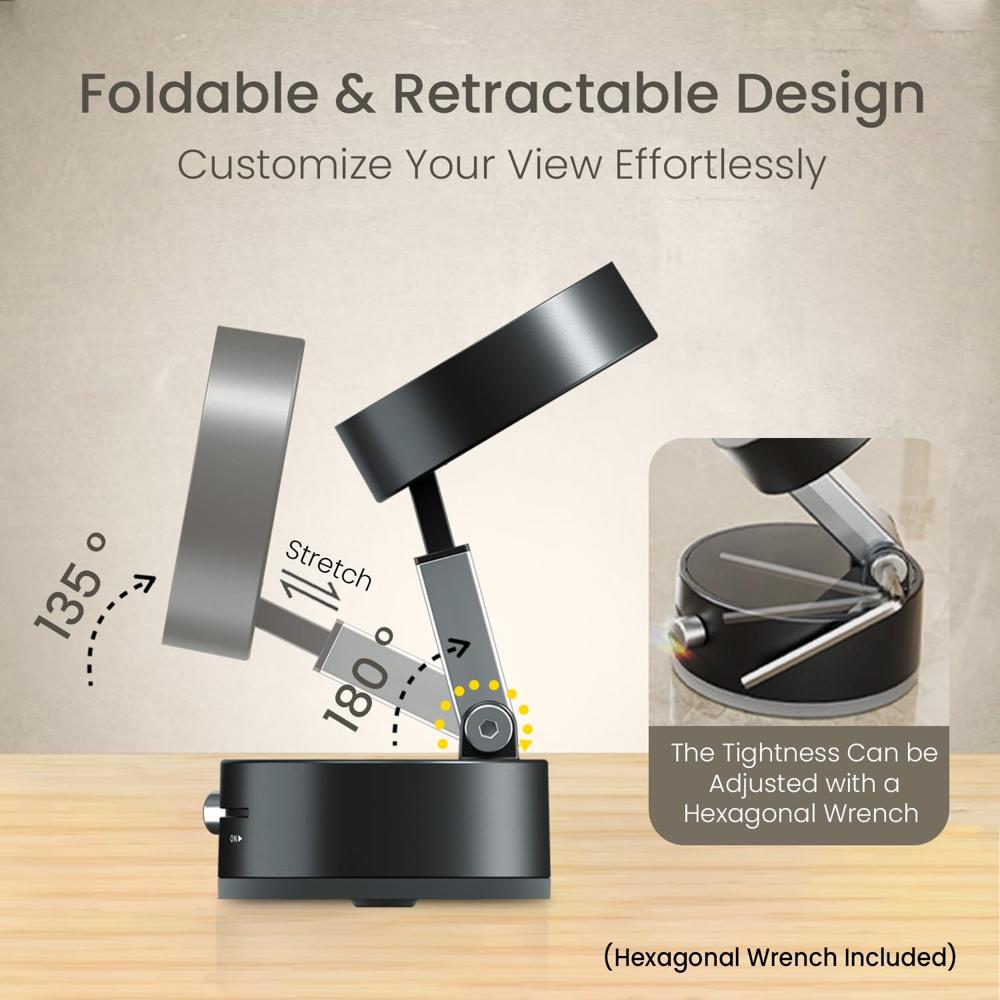 Portronics Hold X Magnetic Vacuum Suction Mobile Holder, Multiple Angle Adjustment, Retractable, Strong