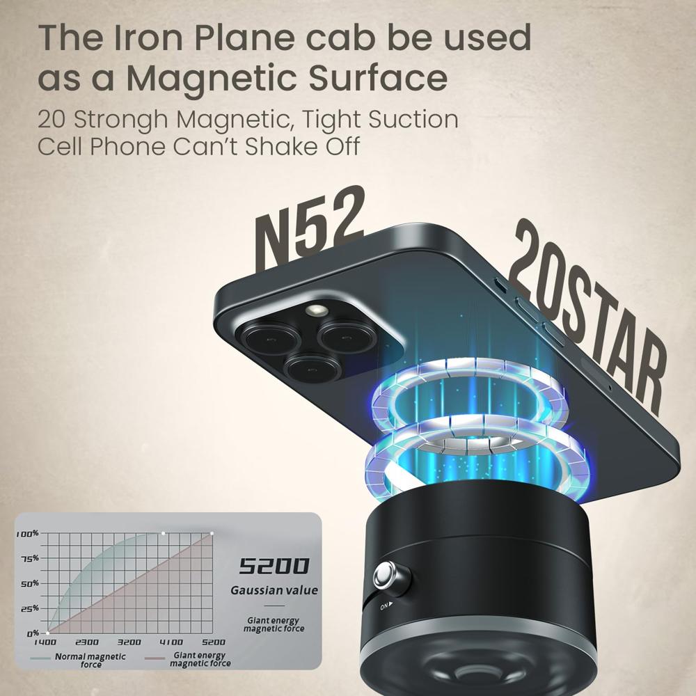 Portronics Hold X Magnetic Vacuum Suction Mobile Holder, Multiple Angle Adjustment, Retractable, Strong