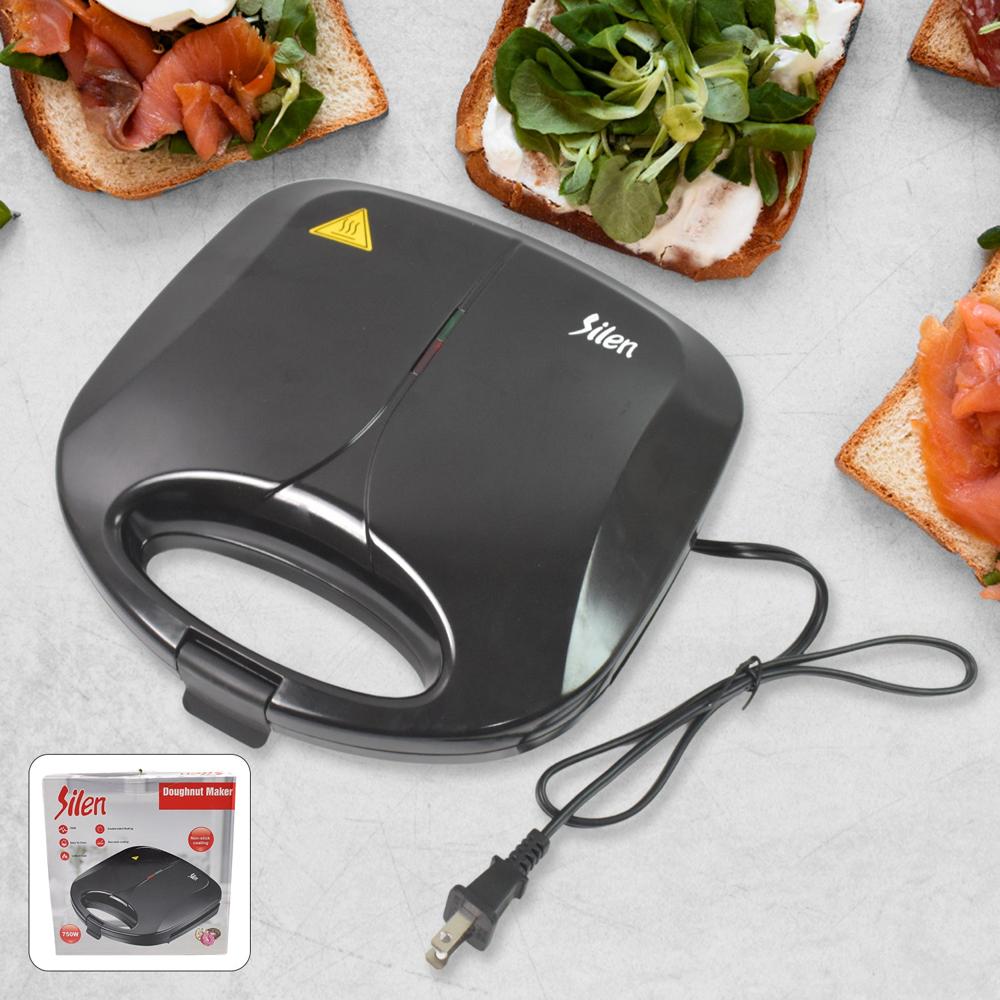 Electric Donut Maker 750W 6 Cavity(1 Pc / With 2 Pin Plug Converter 1 Pc ) - Color: White