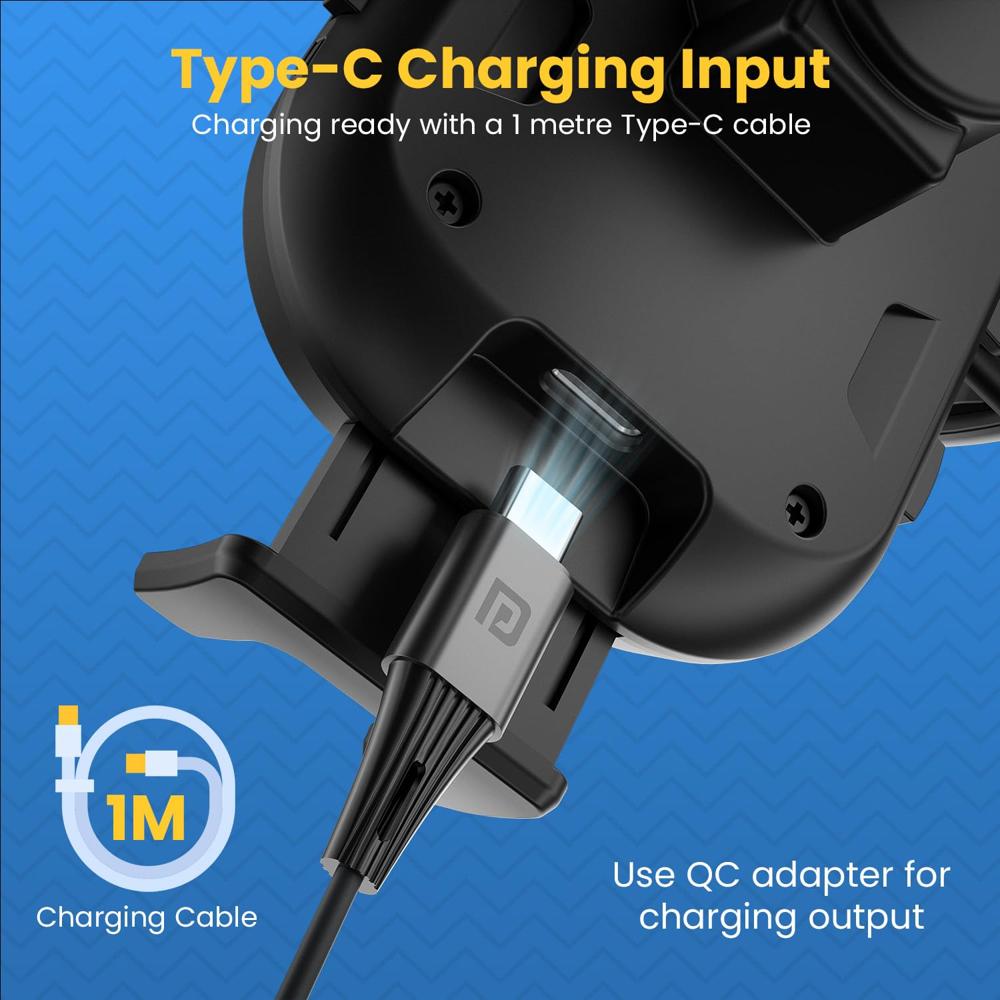 Portronics Charge Clamp 3 Wireless Car Charger with 15 Watts Fast