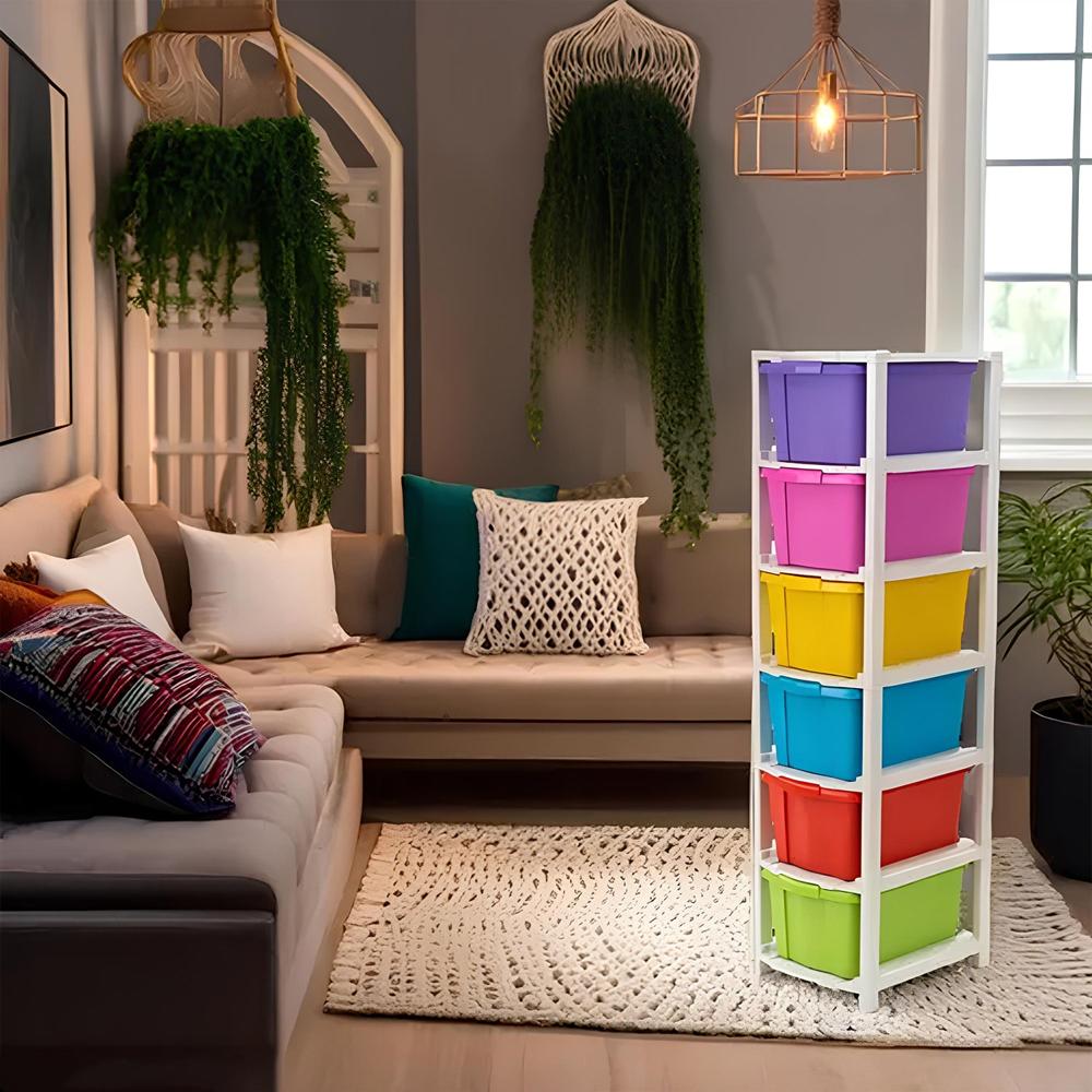 6-layer Multi-colored Plastic Storage Drawer Cabinet - Size: 30*31*40