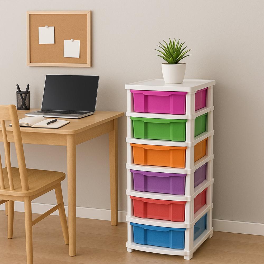 6-layer Multi-colored Plastic Storage Drawer Cabinet - Size: 30*31*40