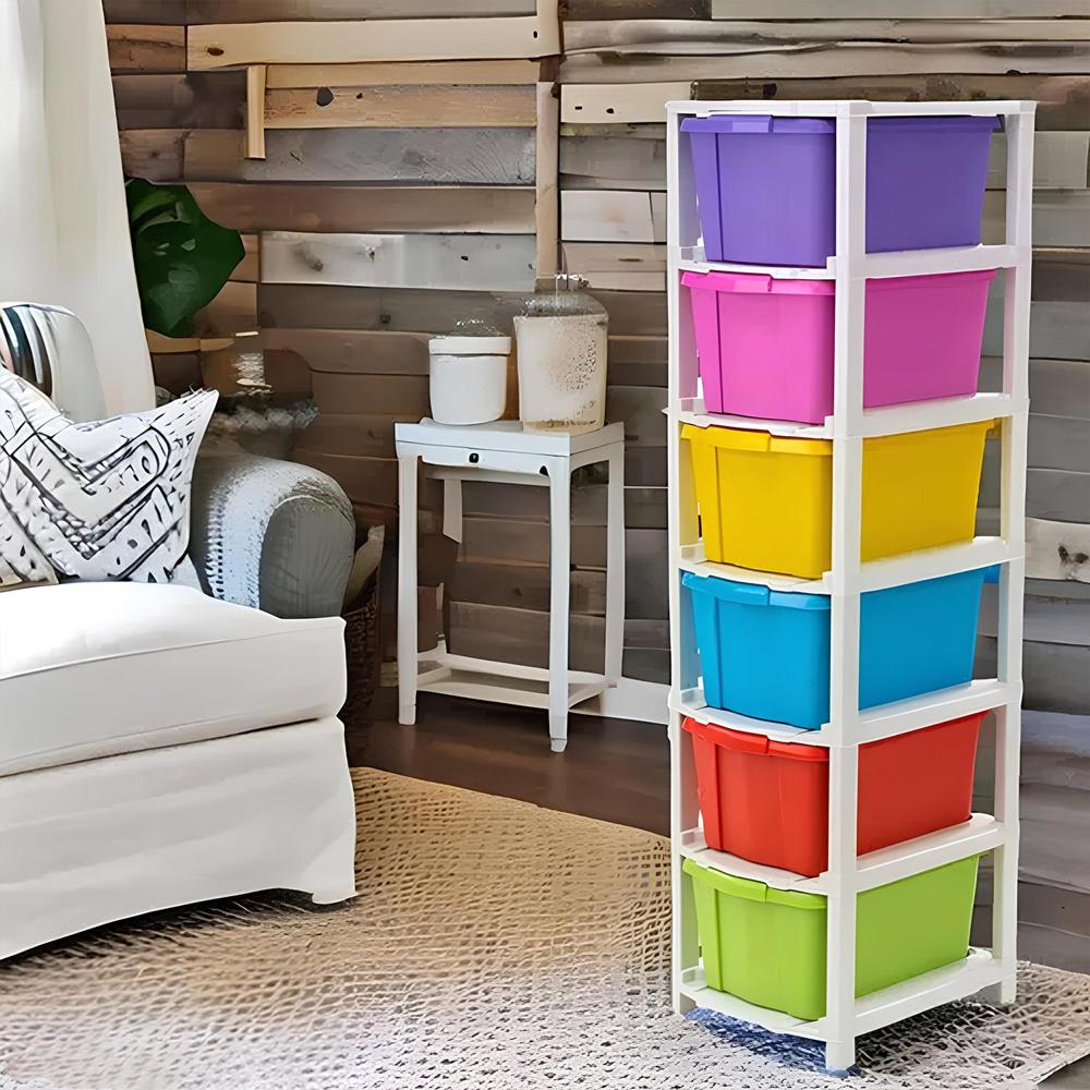 6-layer Multi-colored Plastic Storage Drawer Cabinet - Size: 30*31*40