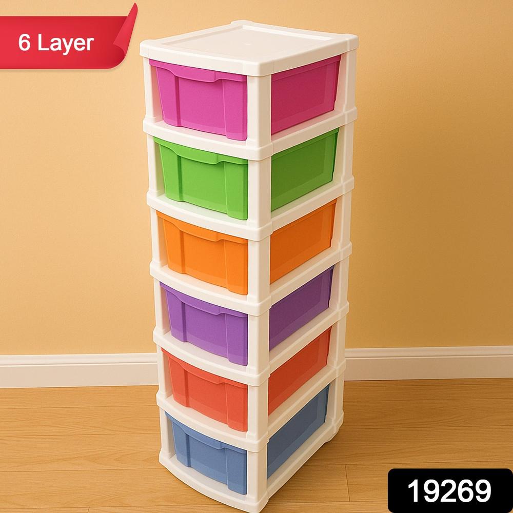 6-layer Multi-colored Plastic Storage Drawer Cabinet - Size: 30*31*40