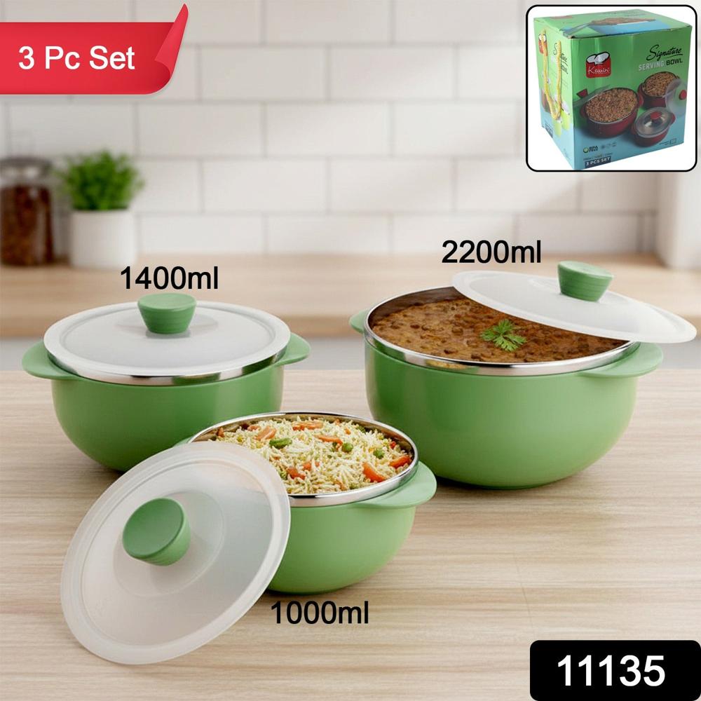 Signature Multipurpose Kitchen Serving Bowl (1000Ml,1400Ml,2200Ml,3 Pc Set) - Color: Mix
