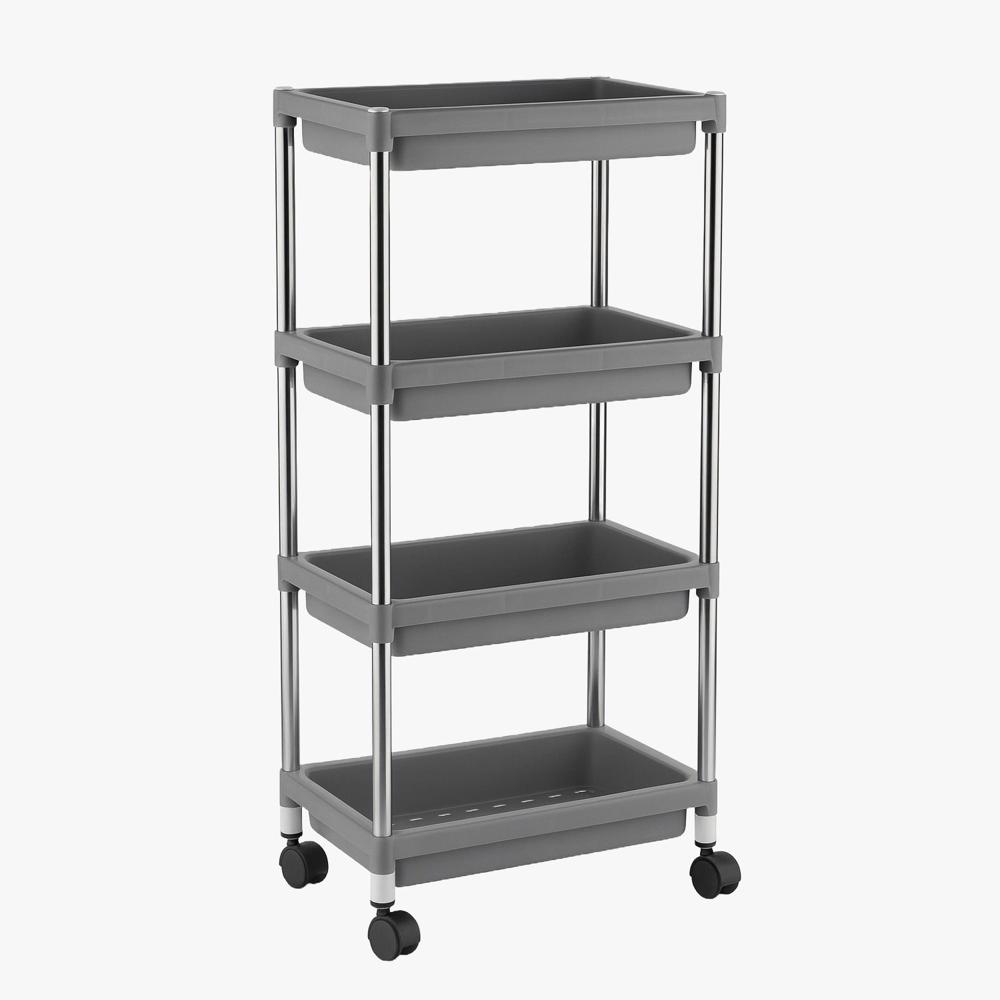 4-layer Rolling Storage Cart With Wheels Set - Material: Plastic