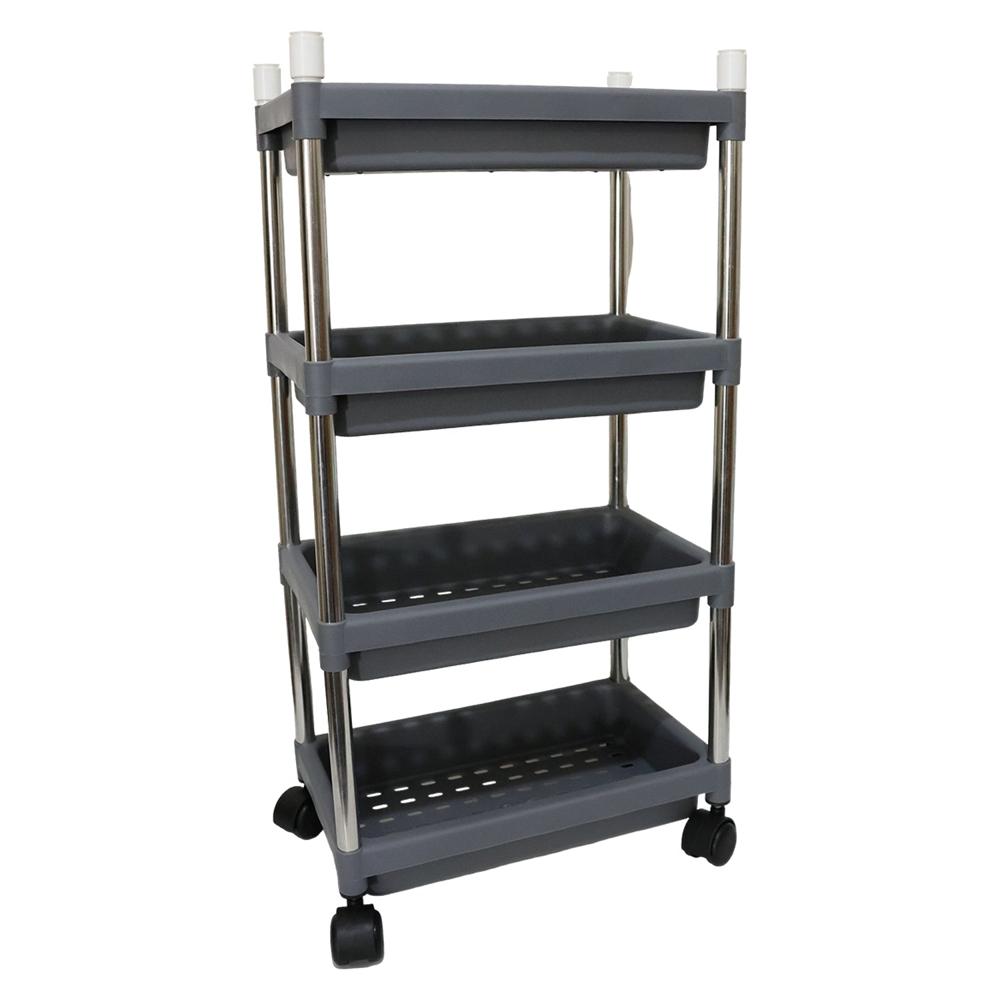 4-layer Rolling Storage Cart With Wheels Set - Material: Plastic