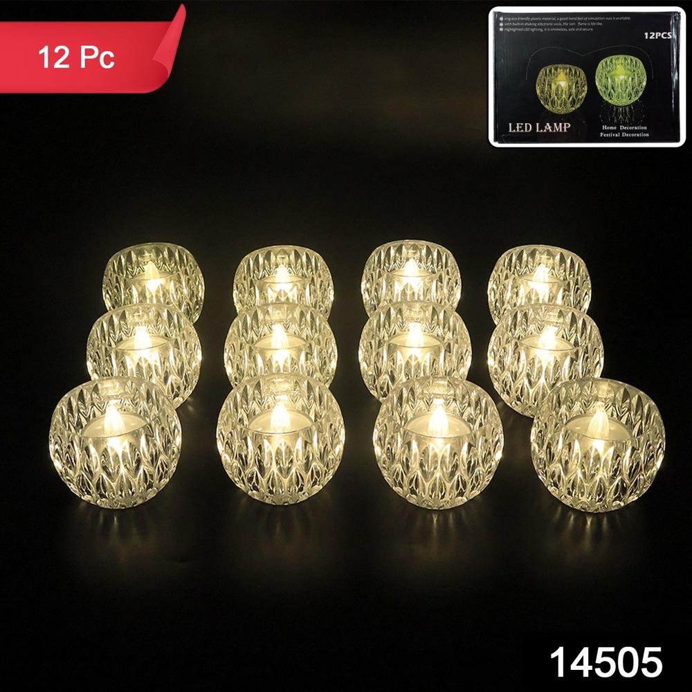Set Of 12 Crystal Style Led Decorative Lamps / Candle - Material: Plastic
