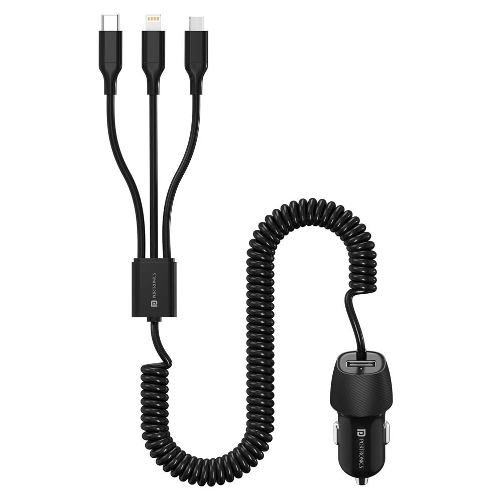 Portronics Car Power 3X, 17W Car Charger with 12W Built
