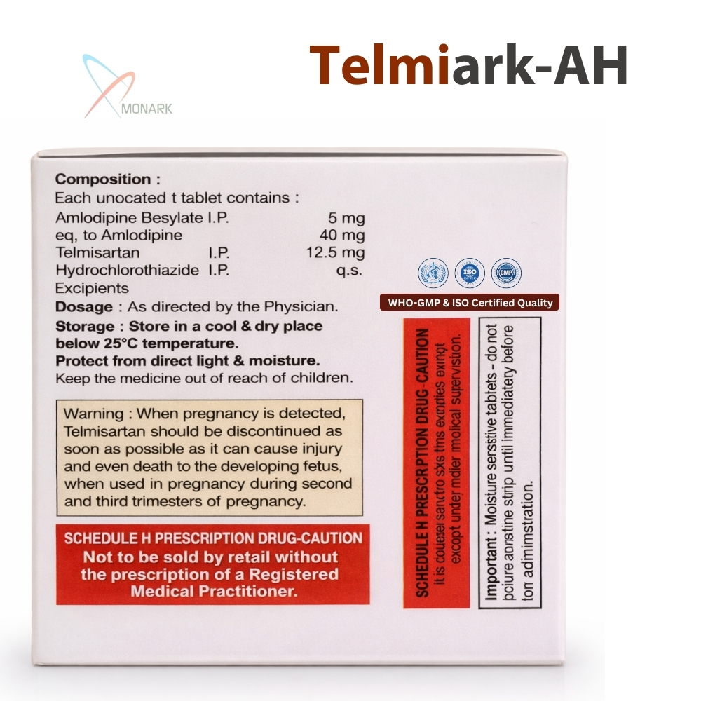 Amlodipine 5mg + Telmisartan 40mg + Hydrochlorothizide 12.5mg Tablets