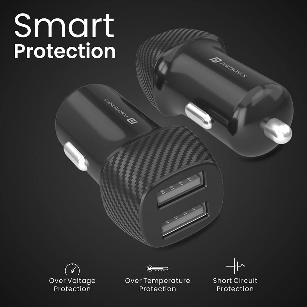 Portronics Car Power 5 12W Fast Car Charger Comes with Micro USB