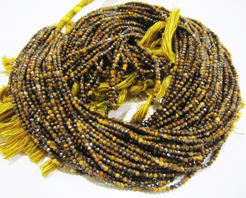 Natural Tiger Eye Rondelle Faceted Beads 2mm Brown Color Beads Sold per Strand 13 Inches